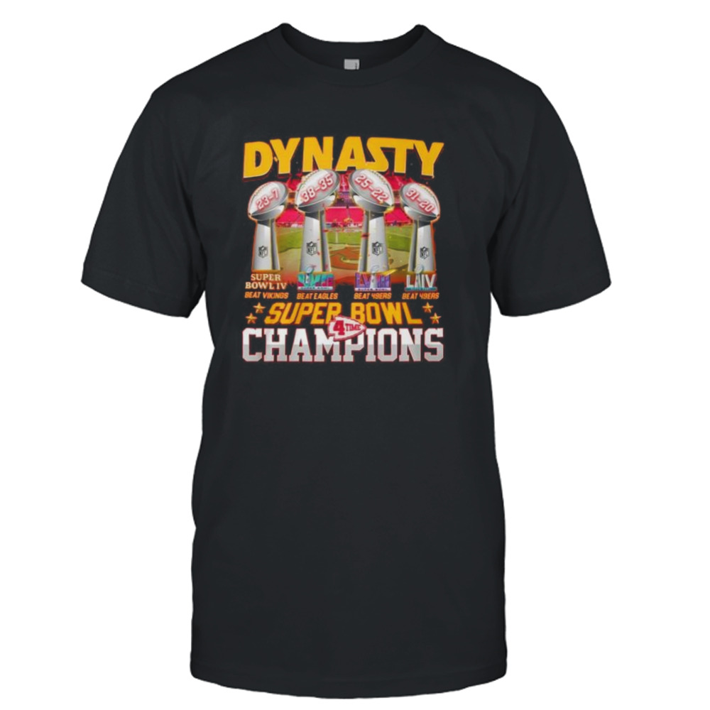 Kansas City Chiefs Dynasty Super Bowl 4 Time Champions Shirt