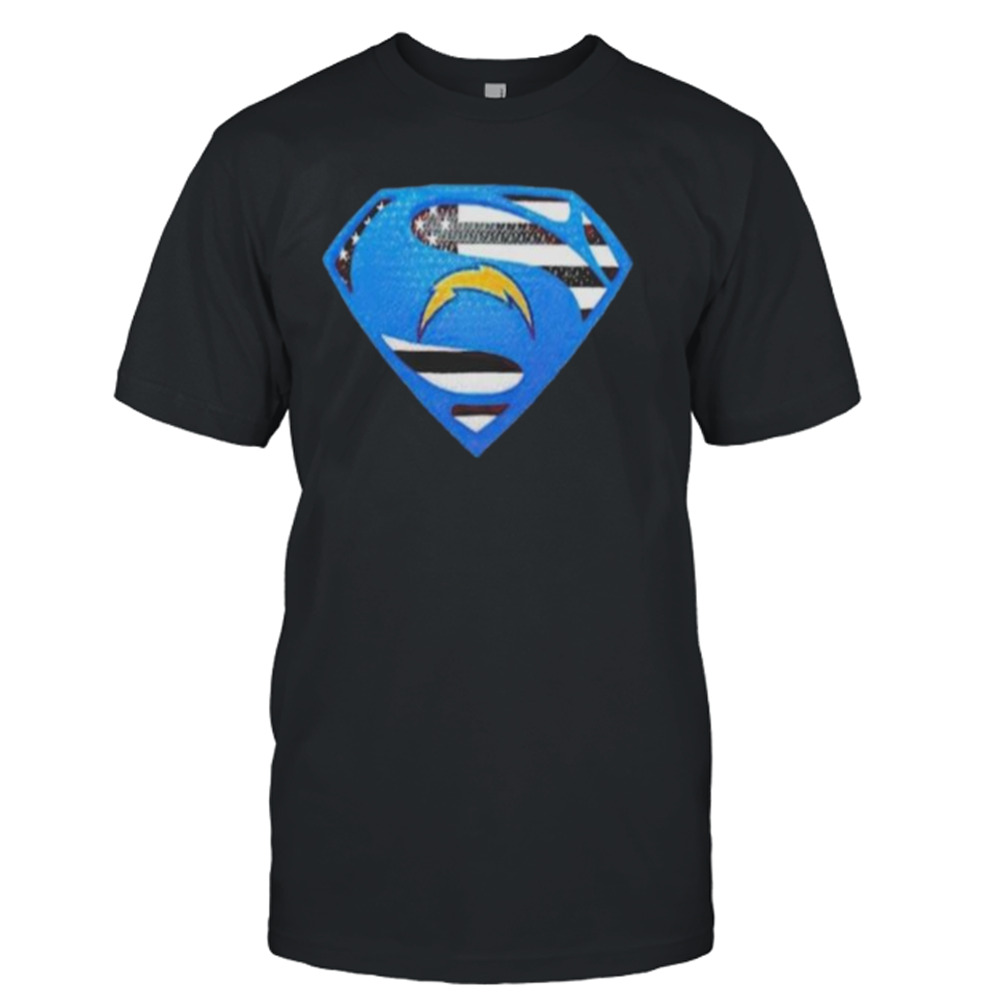 Los Angeles Chargers Usa Flag Inside Superman T-shirt