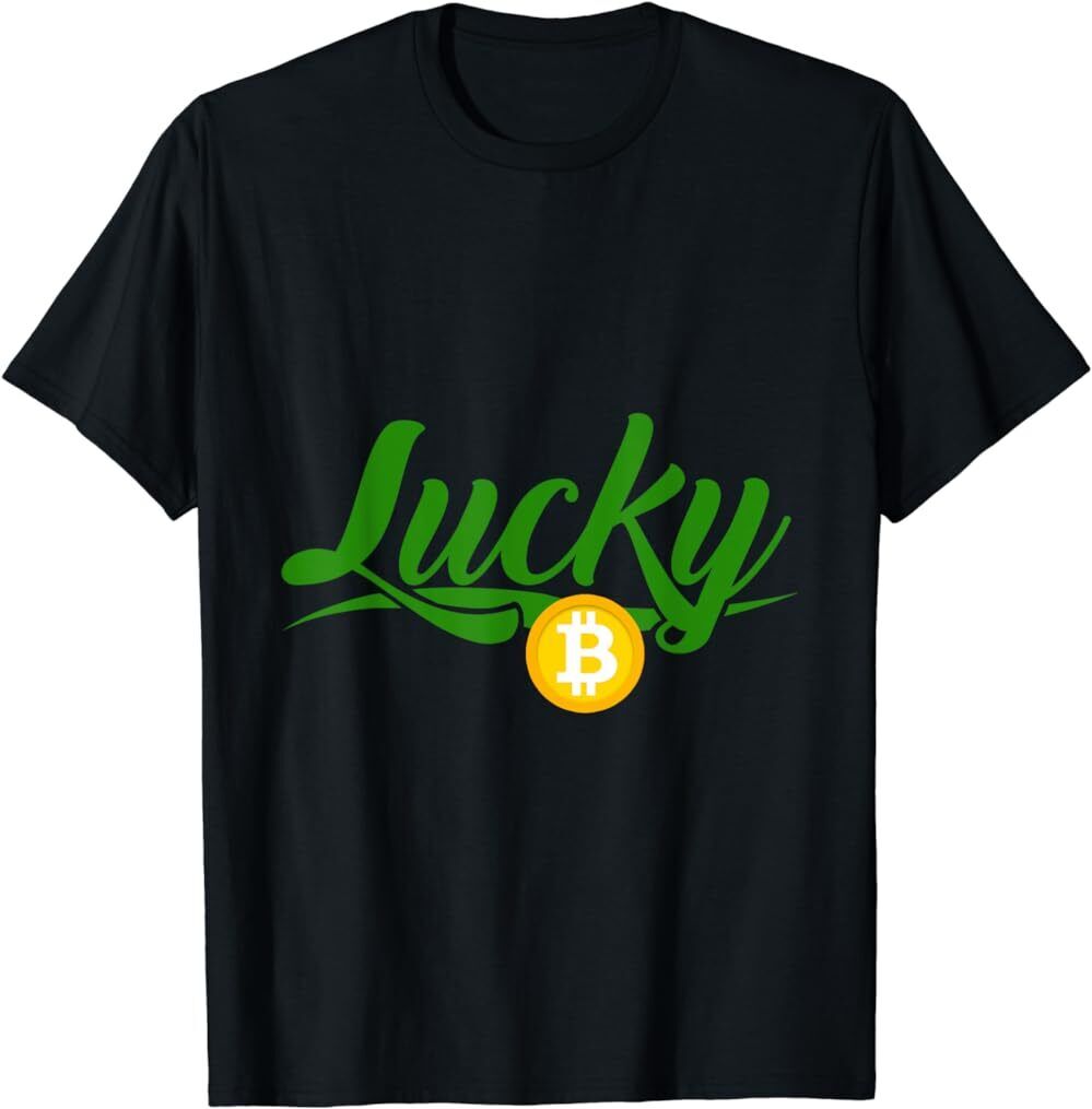 Lucky Bitcoin Charm St Patricks Day Cryptocurrency Pun T-shirt
