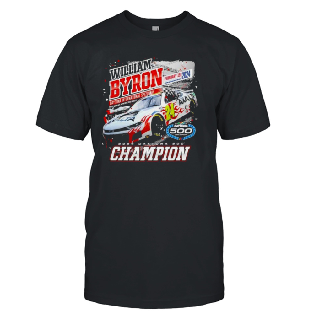 Men’s William Byron Checkered Flag Sports Black 2024 Daytona 500 Champion Past Champions T-Shirt