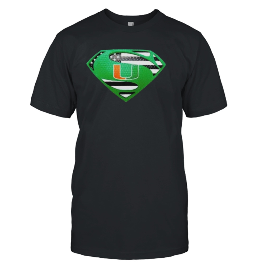 Miami Hurricanes USA Flag Inside Superman T-Shirt