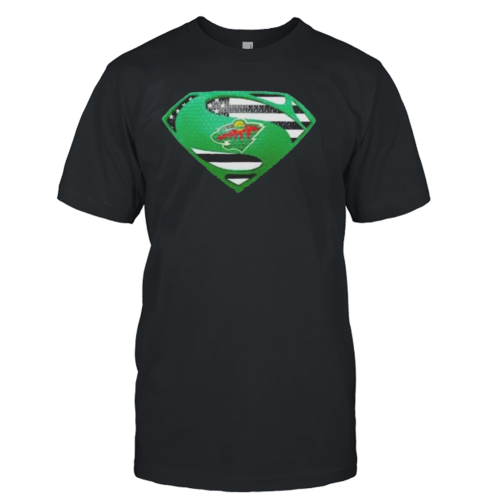 Minnesota Wild Usa Flag Inside Superman T-shirt