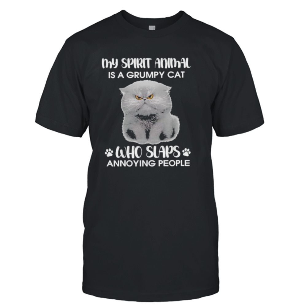 My spirit animal is a grumpy cat who slaps annoying people 2024 shirt