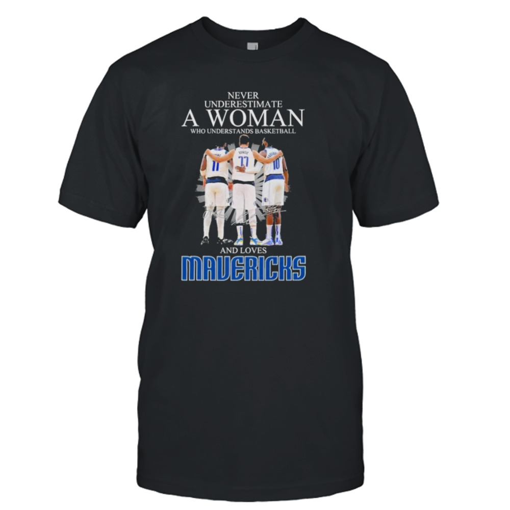 Never Underestimate a Woman who understands Basketball and loves Mavericks 2024 Signatures Shirt