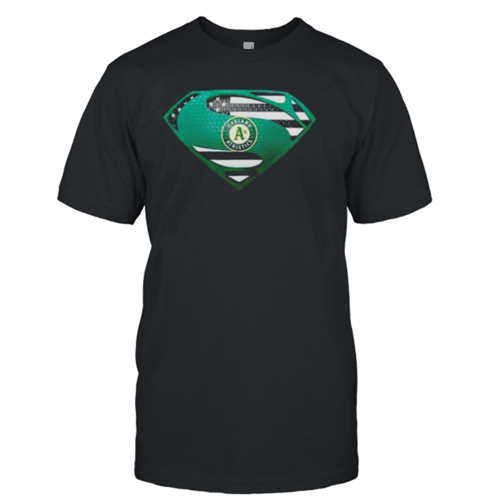 Oakland Athletics Usa Flag Inside Superman T-shirt