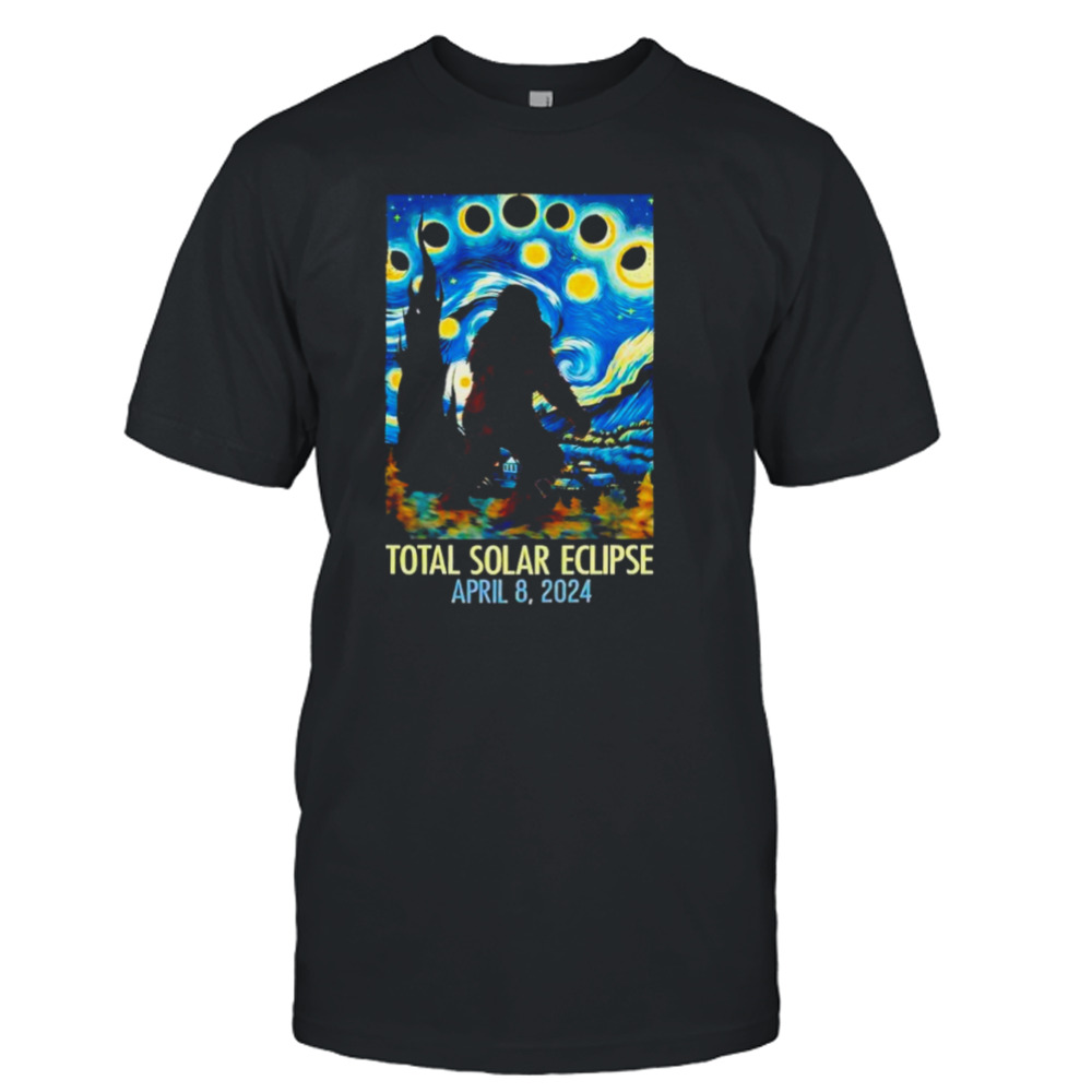 Sasquatch Bigfoot Staring at Solar Eclipse April 8th 2024 shirt