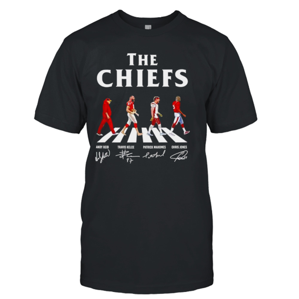 The Chiefs Abbey Road Andy Reid Travis Kelce Patrick Mahomes signatures shirt