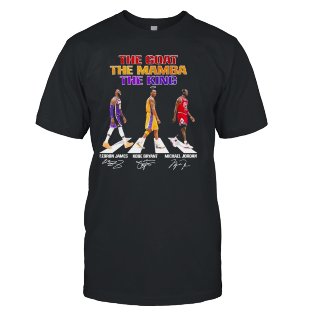 The Goat The Mamba The King Abbey Road Lebron James Kobe Bryant And Michael Jordan Signatures shirt