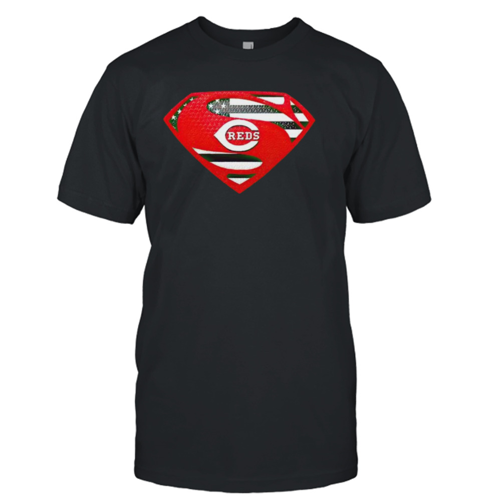 USA Flag Inside Cincinnati Reds Superman shirt