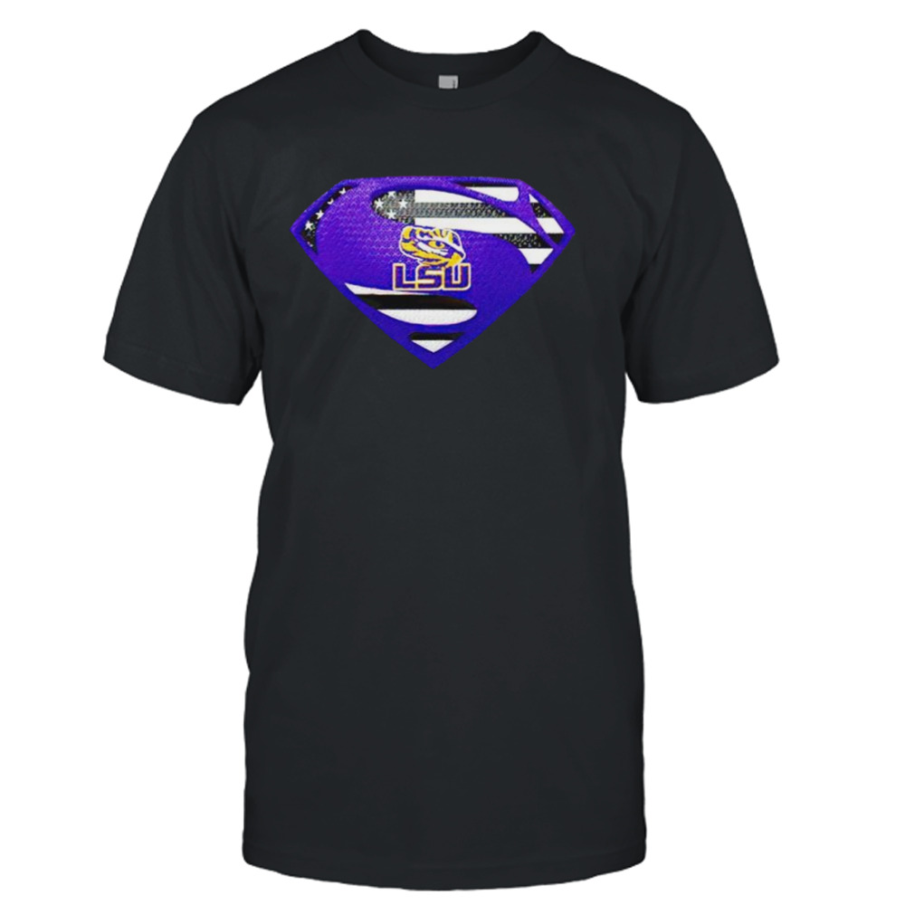 USA Flag Inside Lsu Tigers Superman shirt