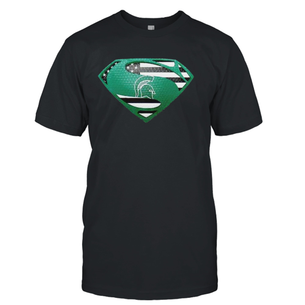 USA Flag Inside Michigan State Spartans Superman shirt