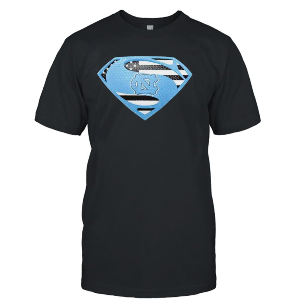 USA Flag Inside North Carolina Tar Heels Superman shirt