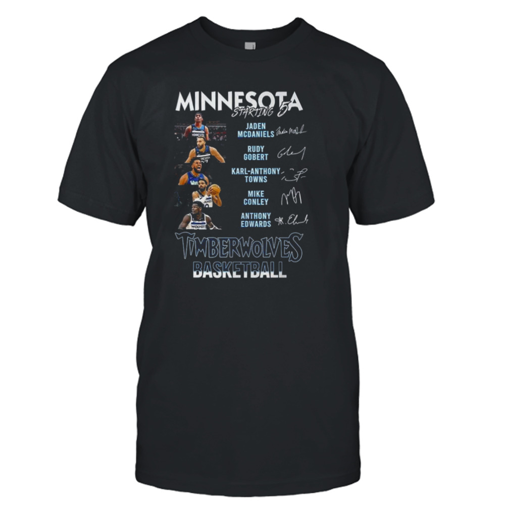 All Stars Minnesota Timberwolves Starting 6 Basketball Signatures Shirt
