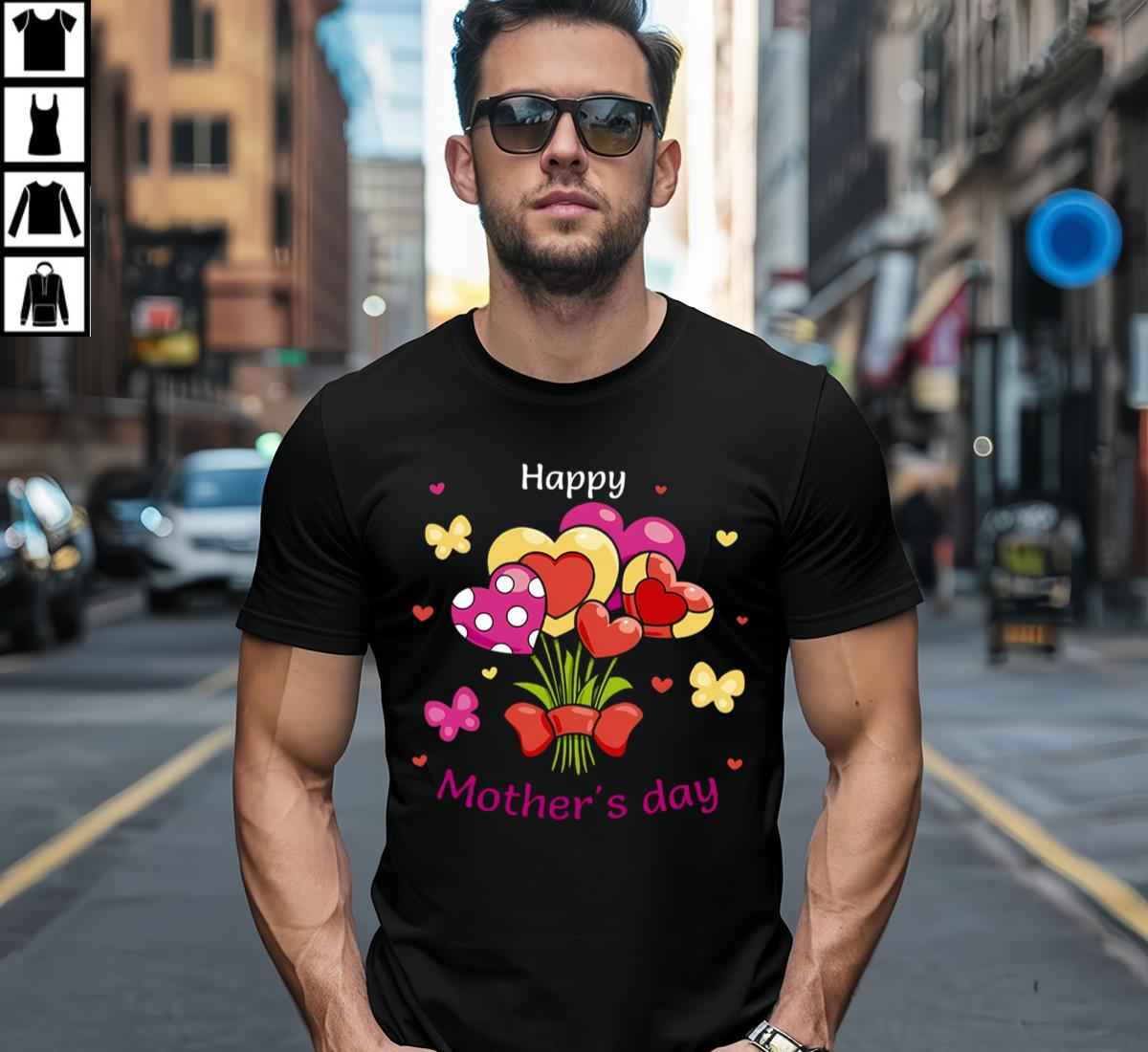 Happy Mothers Day A Colorful Bouquet Of Hearts Shirt