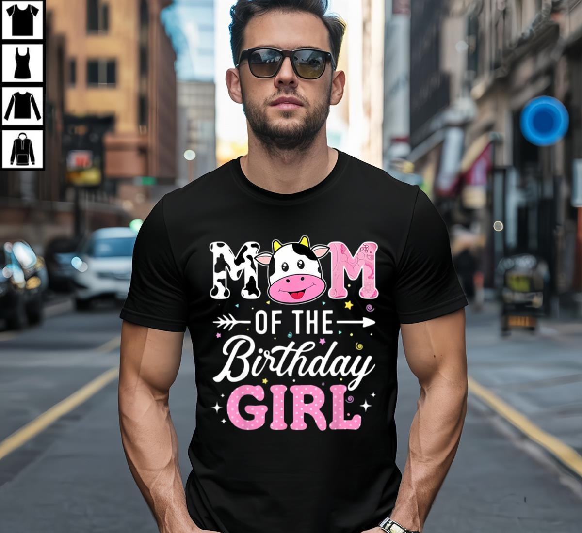 Mom Of The Birthday Girl Farm Cow Mother Day Shirt