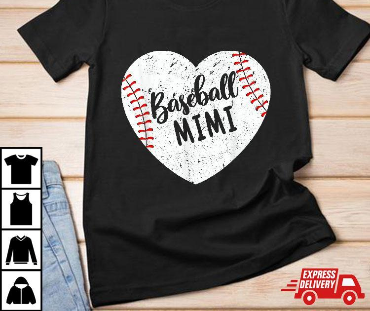 Baseball Mimi Retro Heart Grandma Mother's Day Shirt