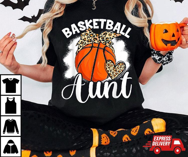 Basketball Aunt Leopard Heart Auntie Funny Mother's Day Shirt