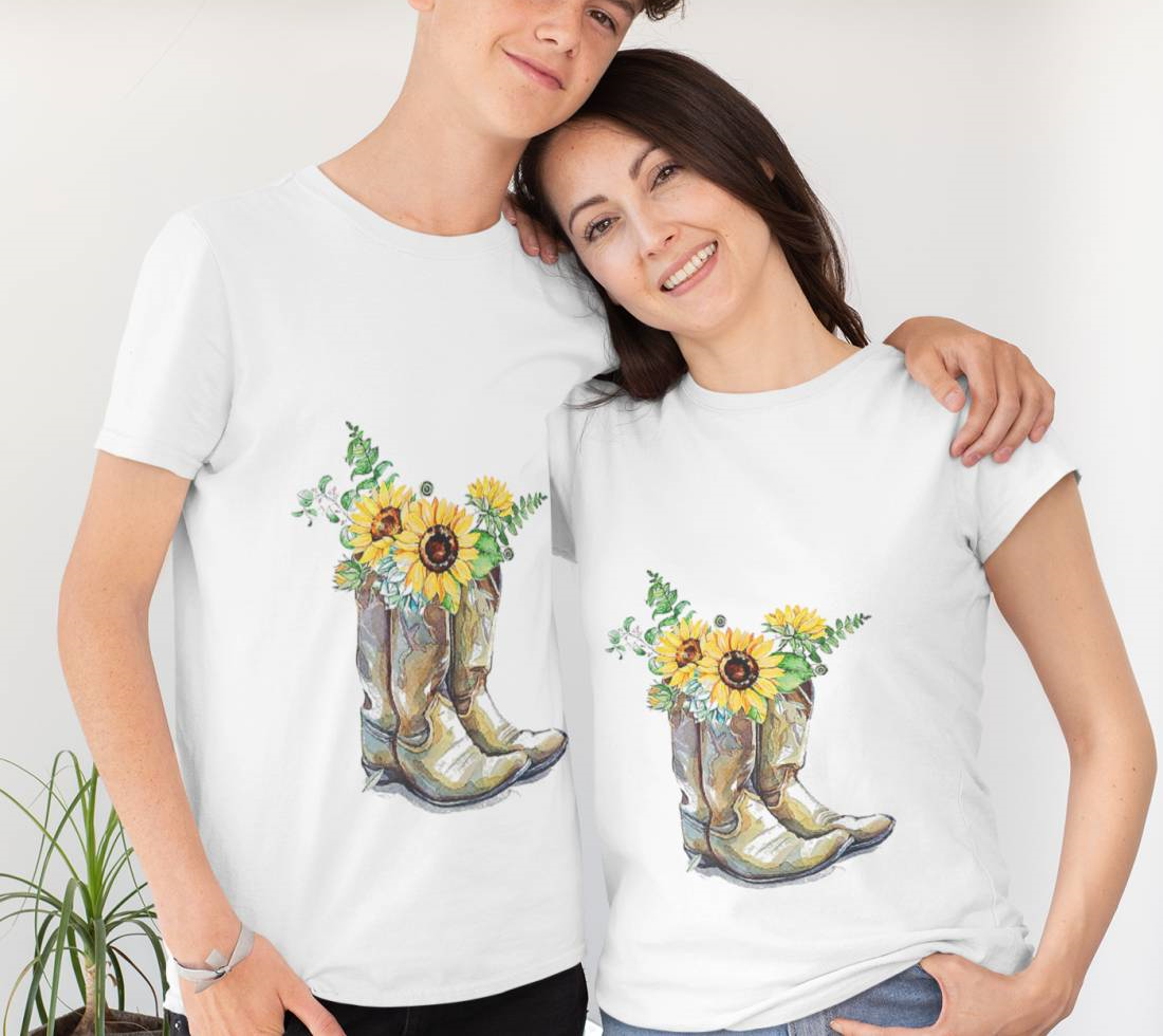 Cowgirl Sunflower Boots For Woman T-Shirt