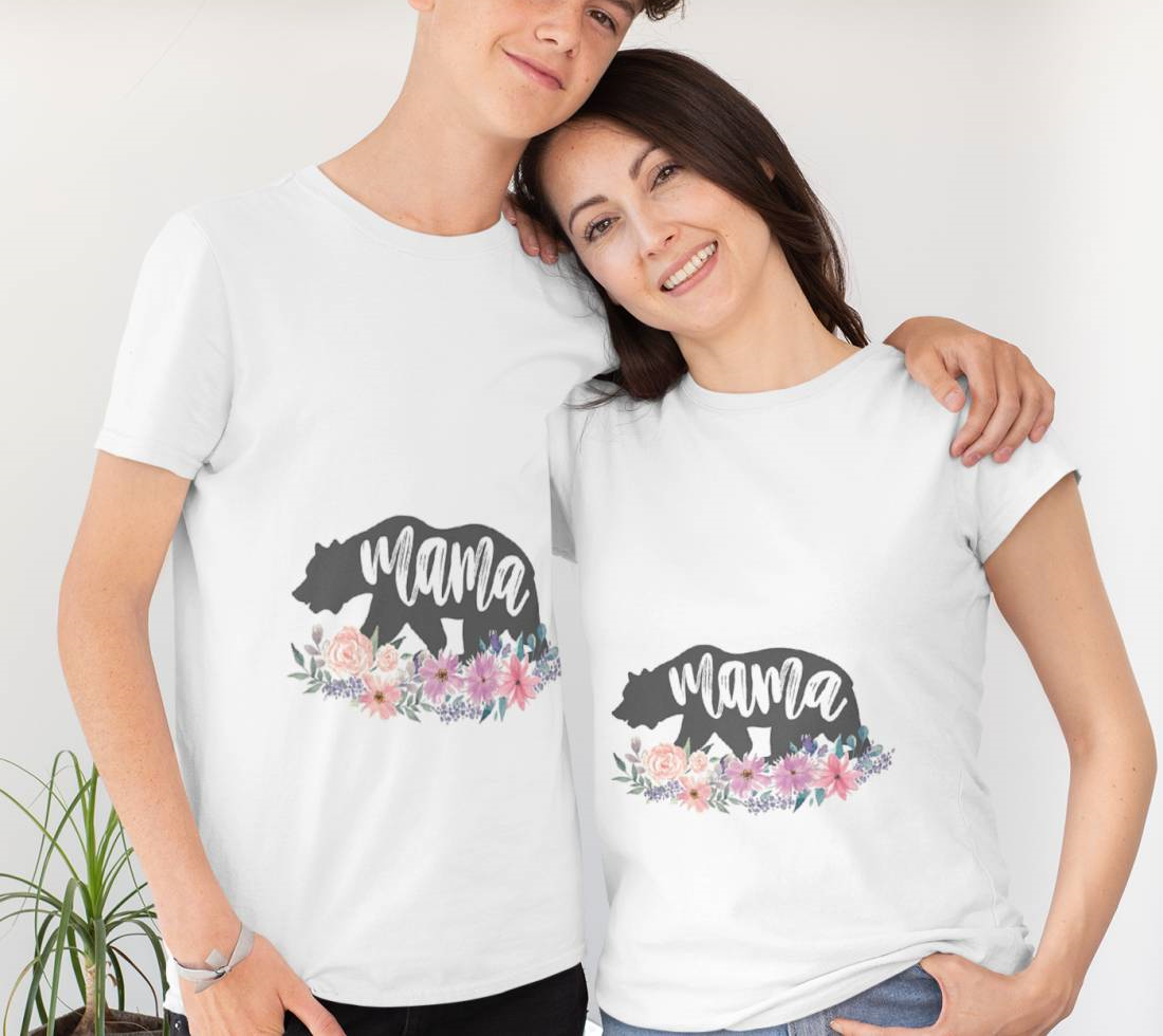 Mama Bear Floral Watercolor Flowers T-Shirt