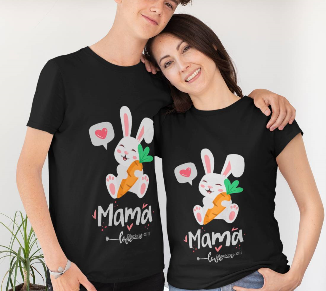 Mama Rabbit Stripe Shirt With Mother's Love