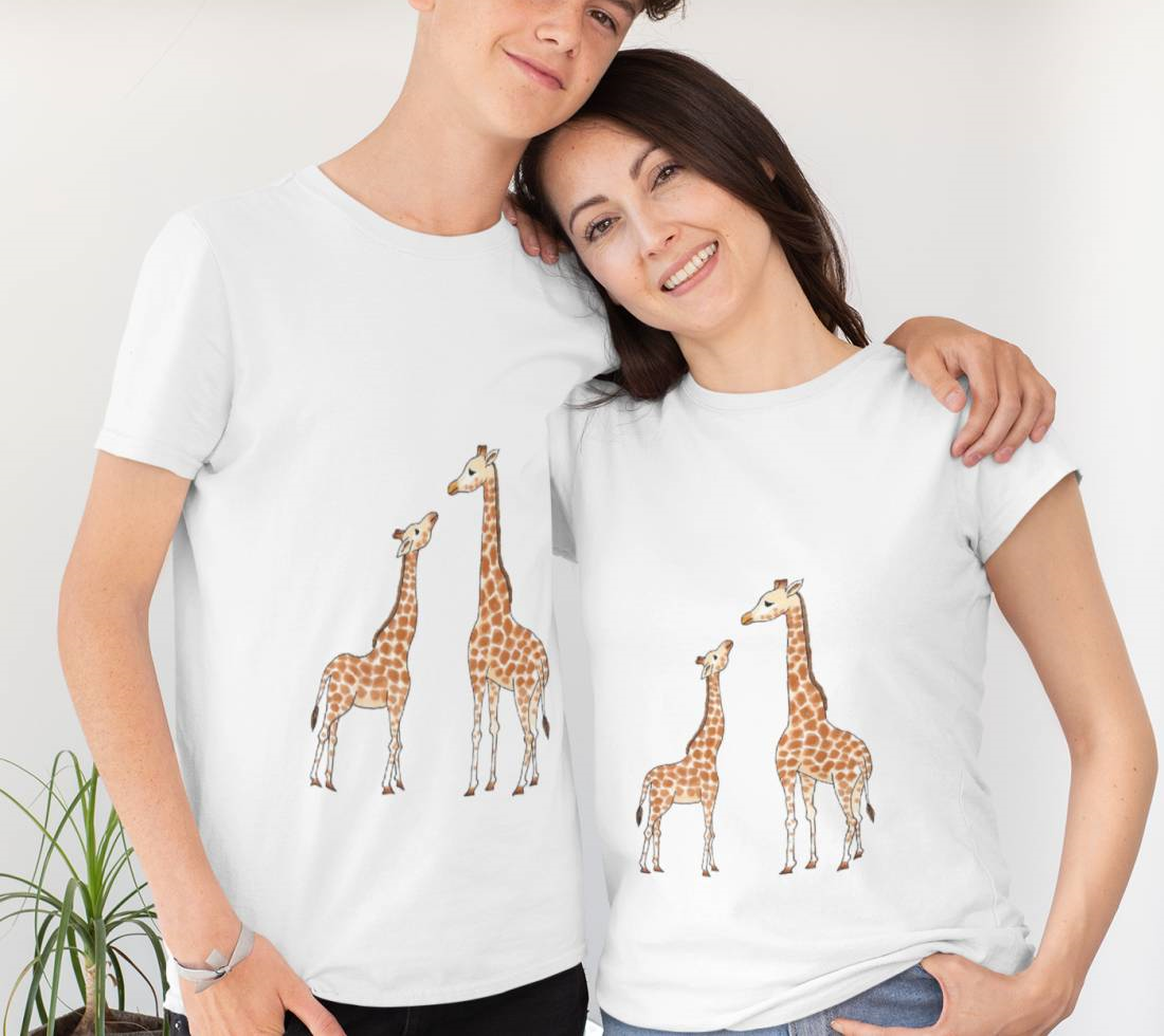 Giraffe Mother And Baby T-Shirt