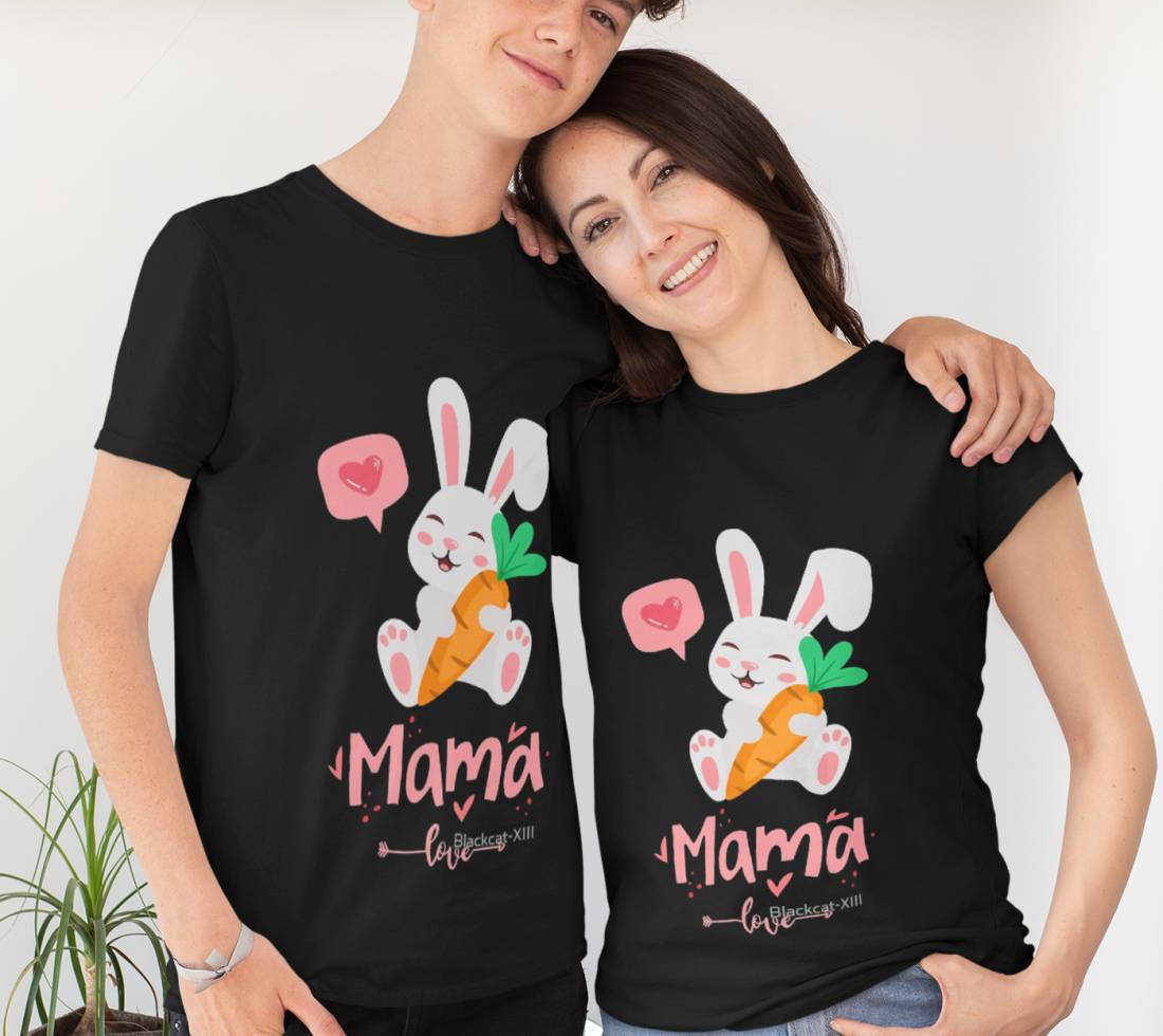 Mama Rabbit Stripe With Mother's Love T-Shirt