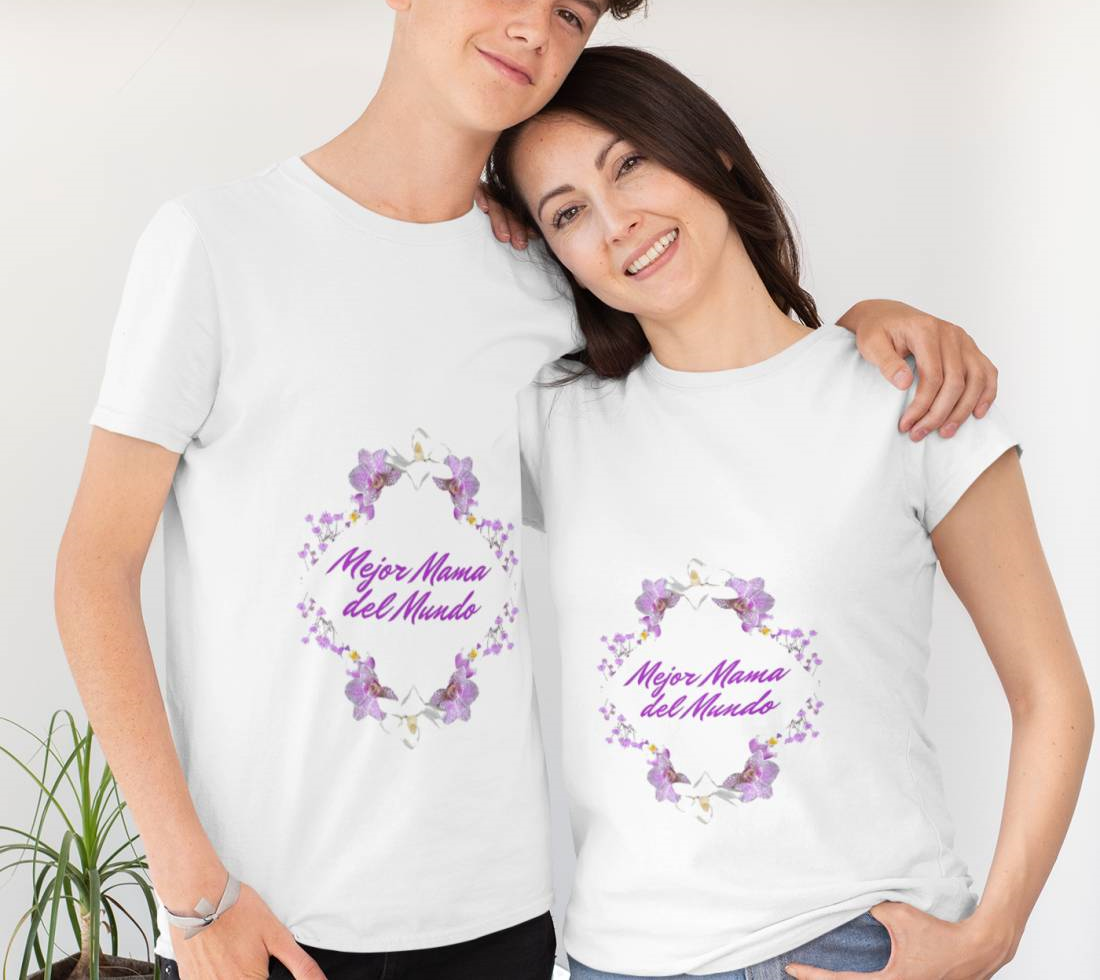 Mejor Mama Del Mundo Flowers For Mom On Mother's T-Shirt