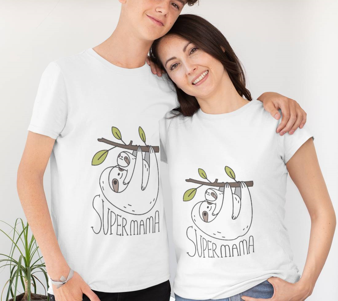 Super Mama Mom And Baby Sloth T-Shirt