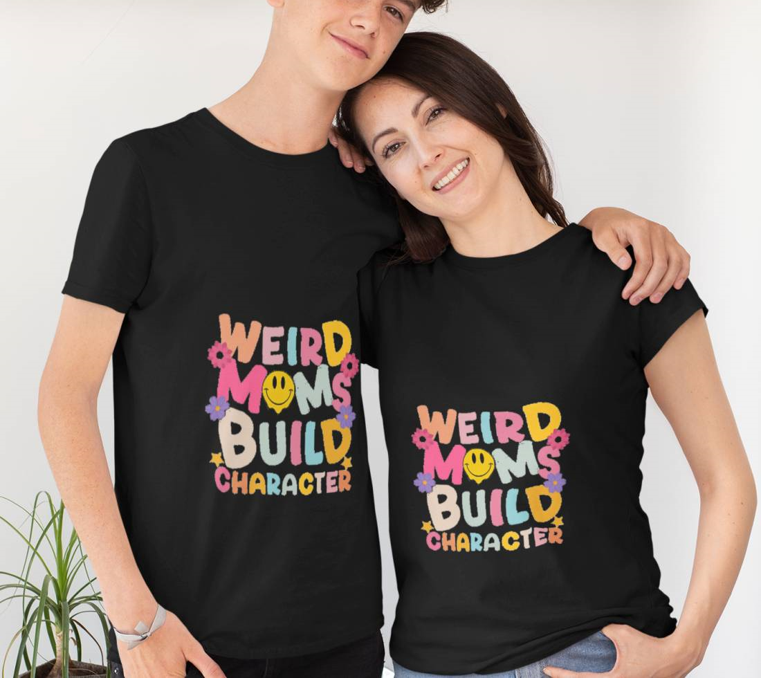 Weird Moms Build Character Retro Groovy 2023 Mother's Day T-Shirt