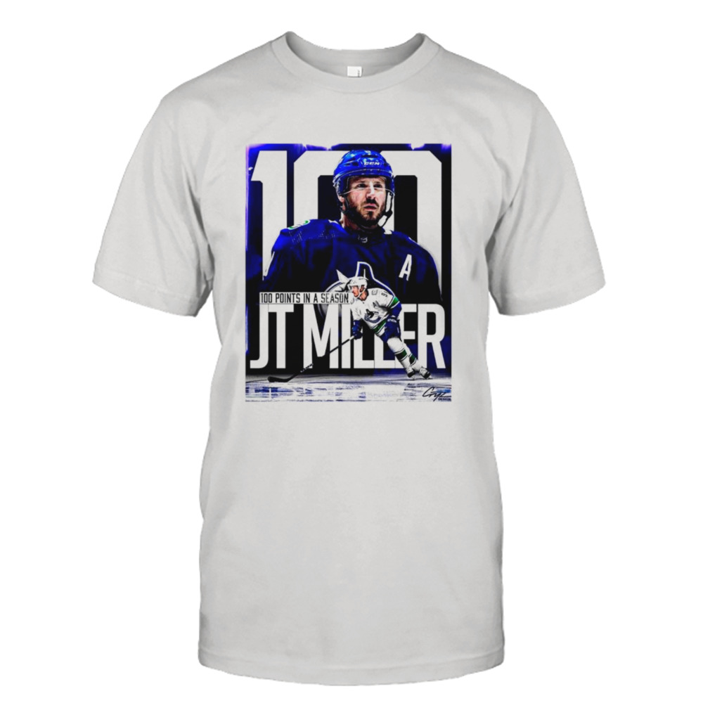 J. T. Miller Vancouver Canucks 100 points in a season shirt
