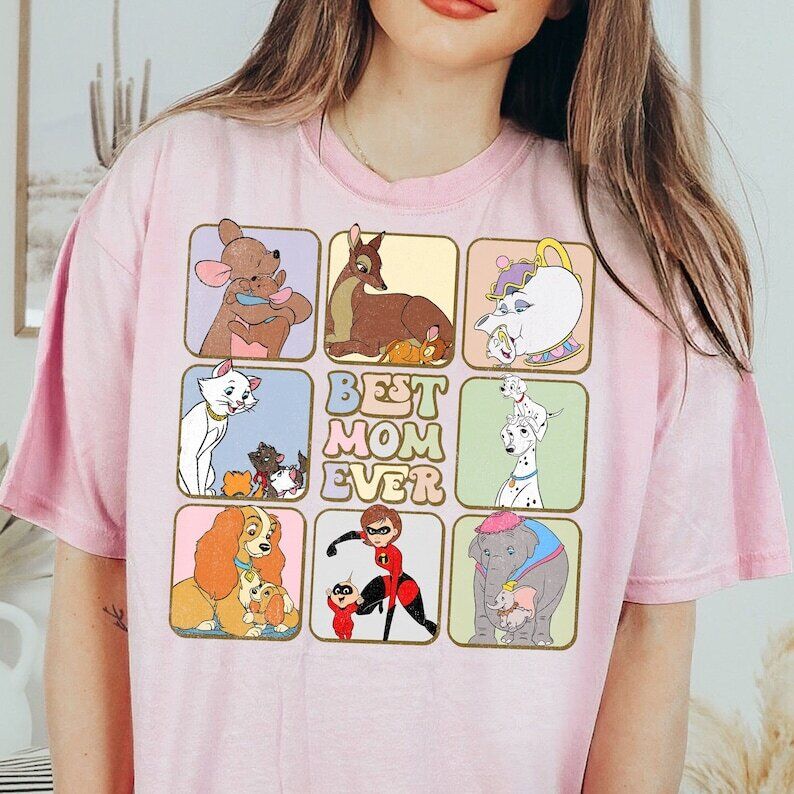 Best Mom Ever Cartoon Mom Characters Mother's Day Tshirt Women