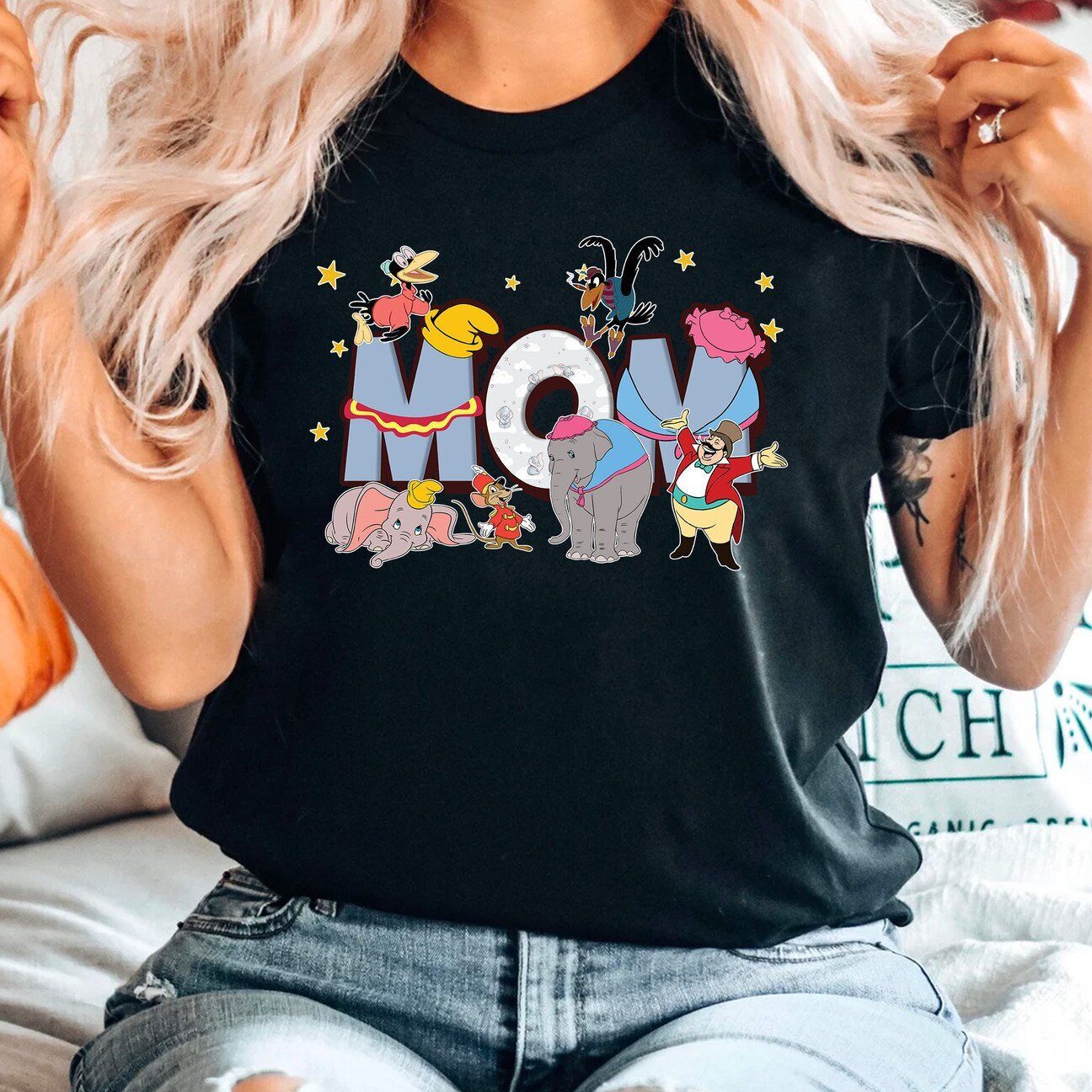 Dumbo Elephant Cartoon Fans Best Mom Ever Happy Mother's Day Tshirt Women