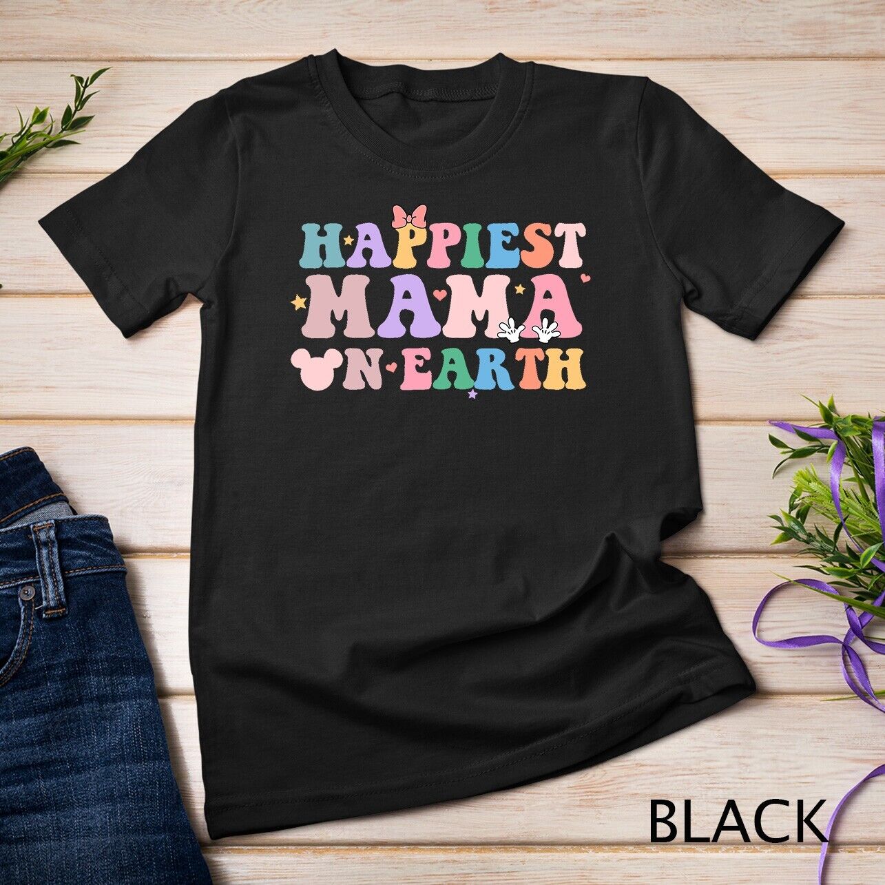 Happiest Mama On Earth Retro Groovy Mom Happy Mother's Day Unisex T-shirt