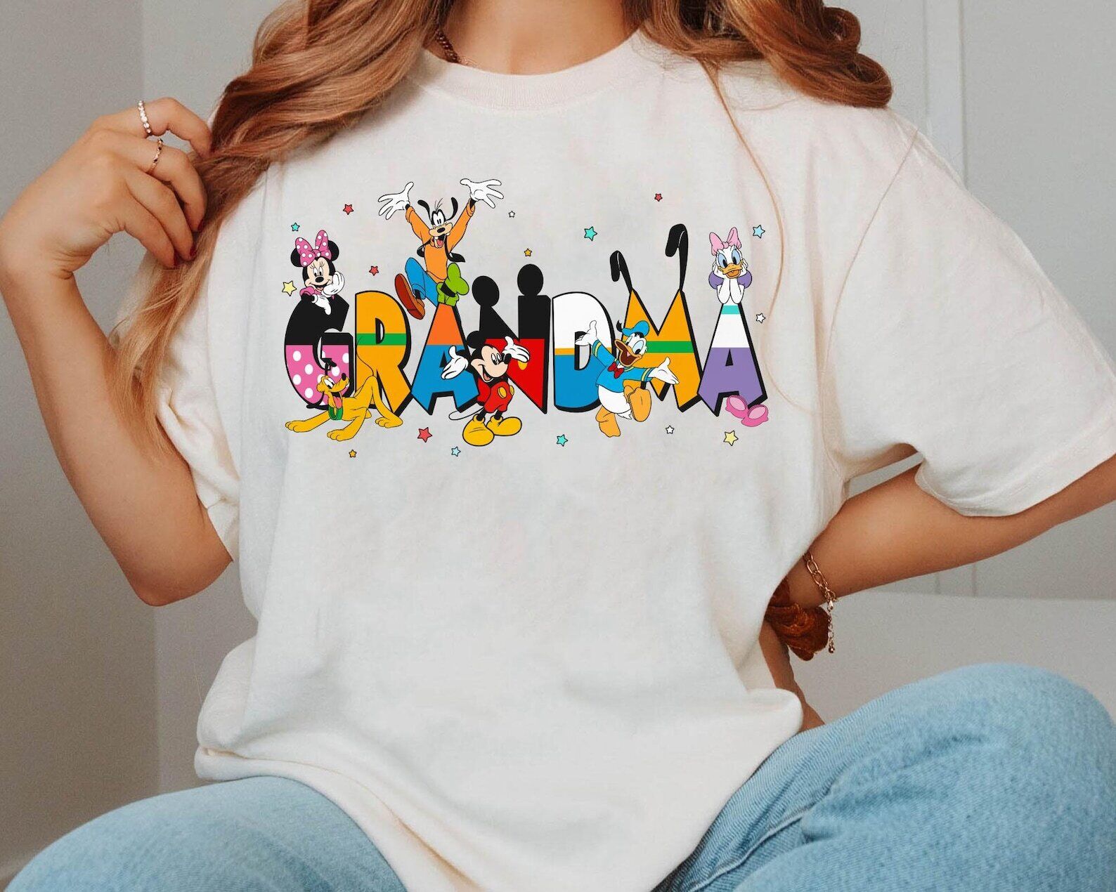 Mickey And Friends Grandma Family Matching Mother's Day Tshirt Women