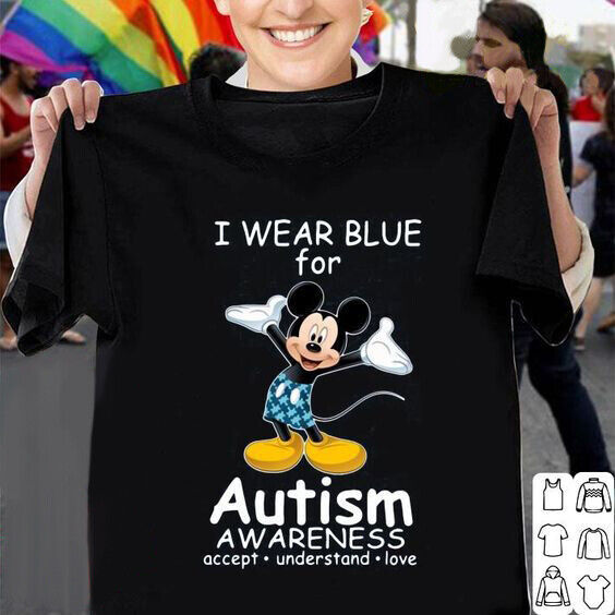 Mickey Mouse I Wear Blue For Autism Awareness Mother's Day Tshirt Women