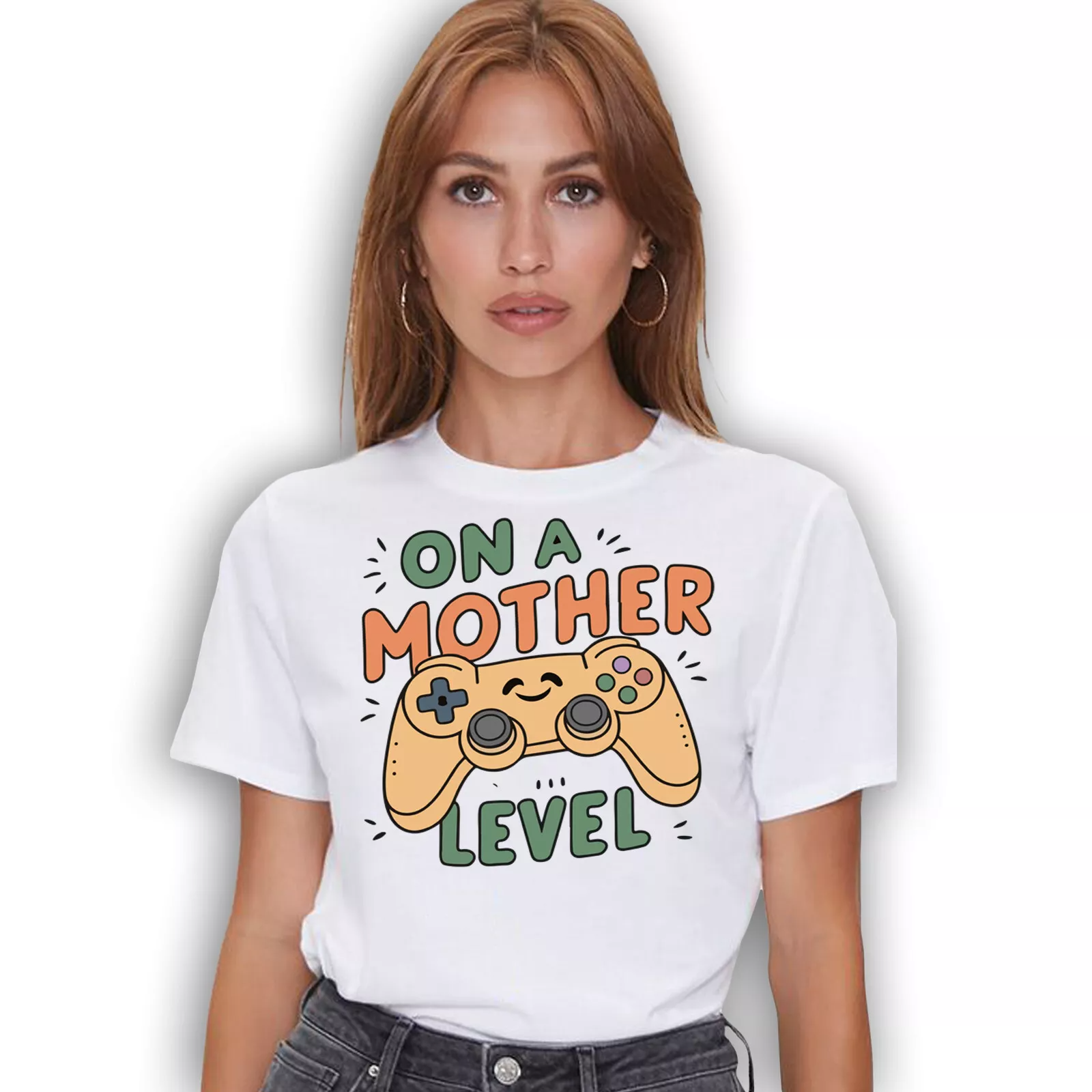 On A Mother Level Cute Mothers Day T-shirt - Novelty Gaming Graphic Tee