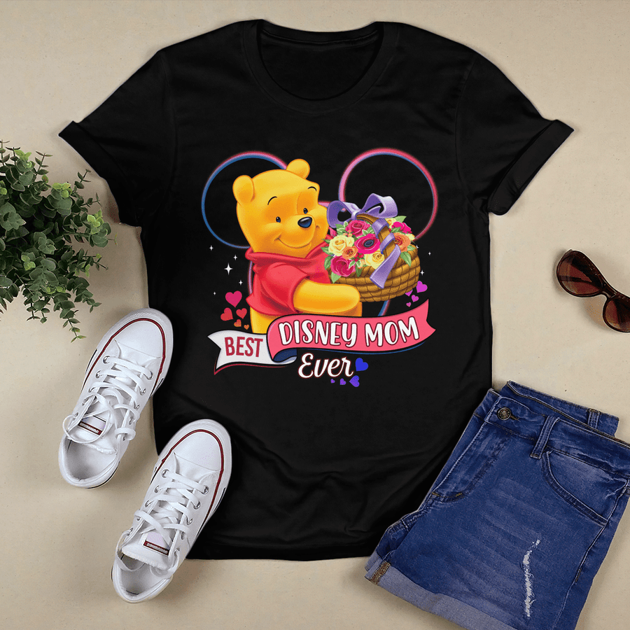 Pooh Bear Flowers Best Mom Ever Happy Mother's Day Tshirt Women