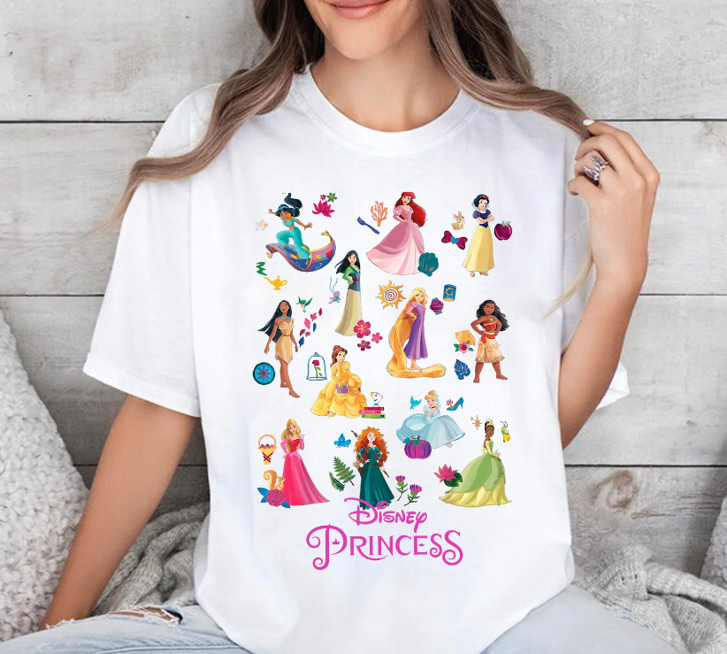 Princess Belle Moana Elsa Anna Ariel Merida Mother's Day Gift Tshirt Women