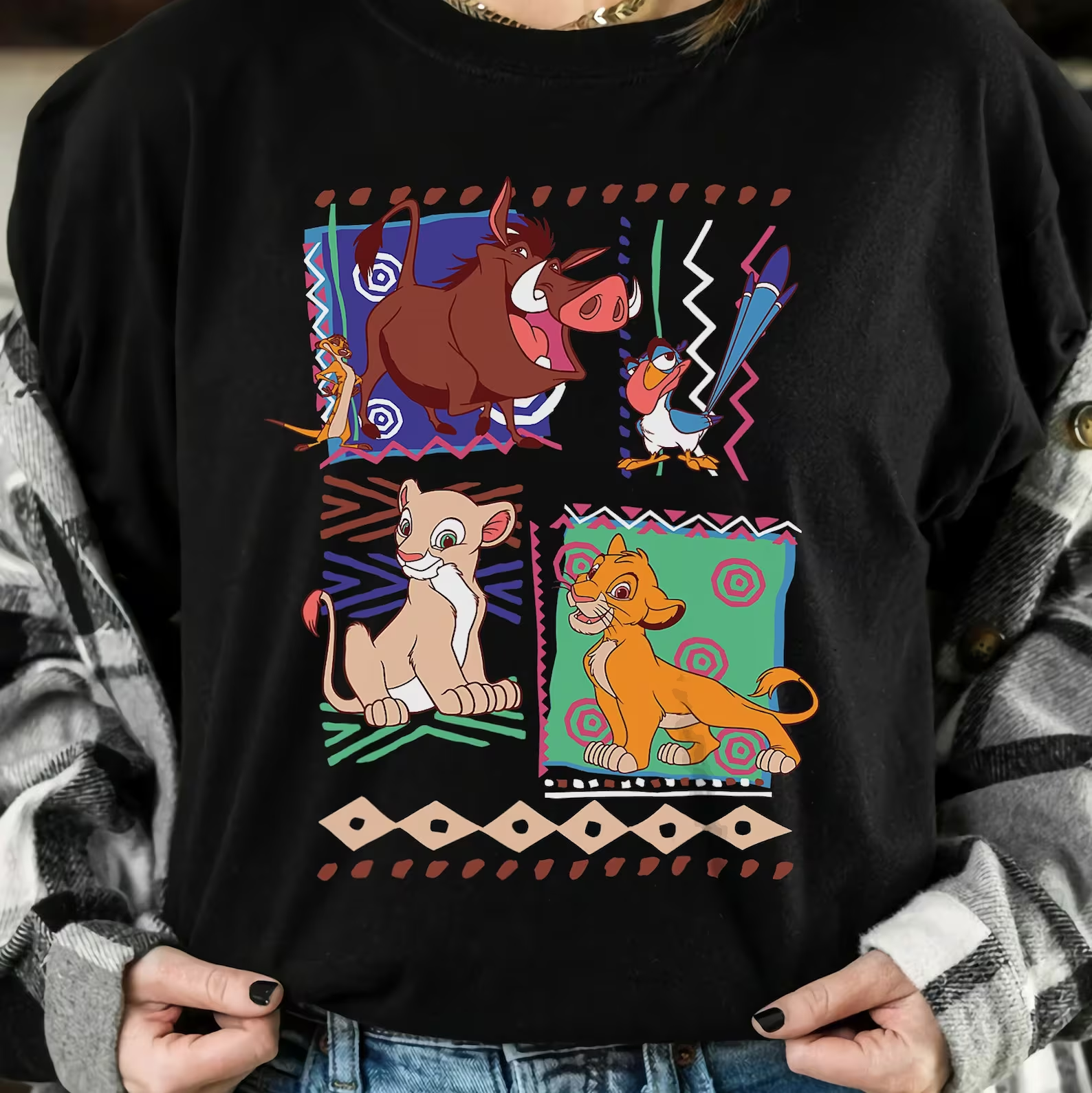 Retro 90s Lion King Simba And Timon Mother's Day Gift Tshirt Women