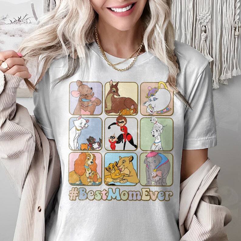 Retro Cartoon Characters Lovers Best Mom Ever Mother's Day Tshirt Women