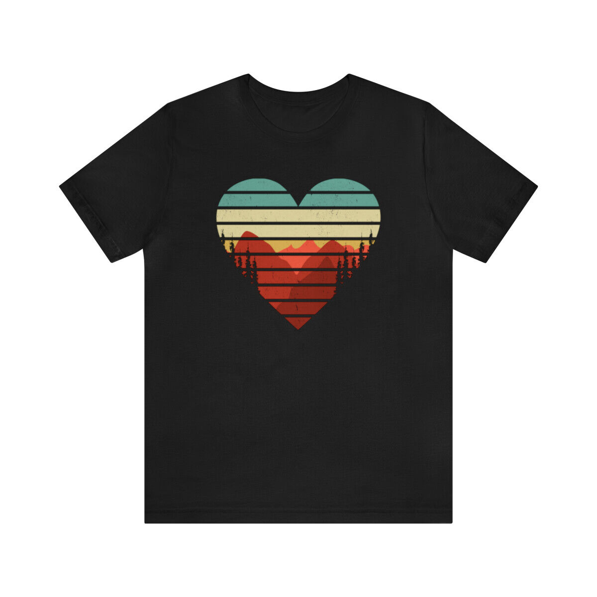 Retro Forest Heart Tshirt Gifts For Dad Father's Day Mother's Day Camping Shirt