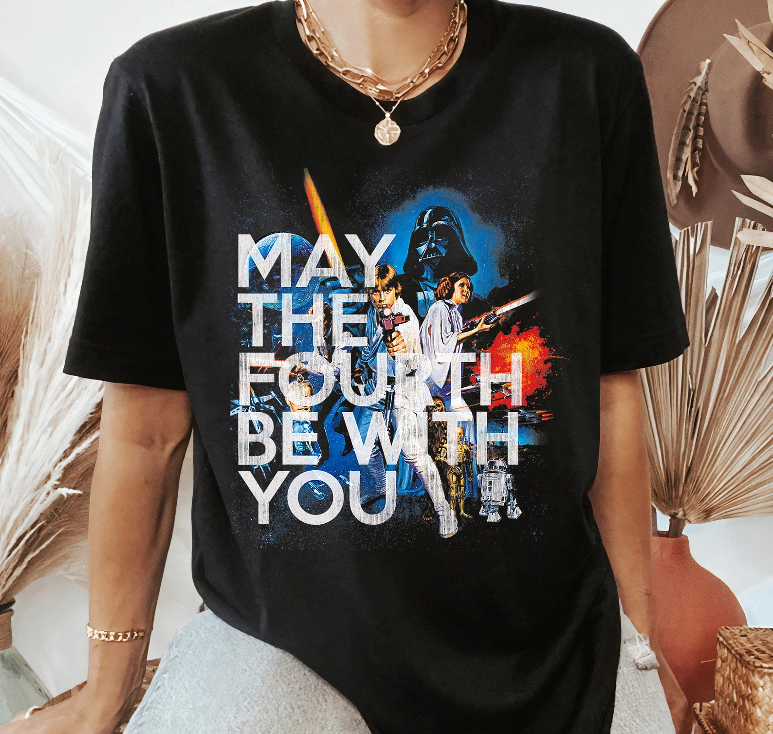 Star Wars May The Fourth Be With You Vintage Mother's Day Gift Tshirt Women