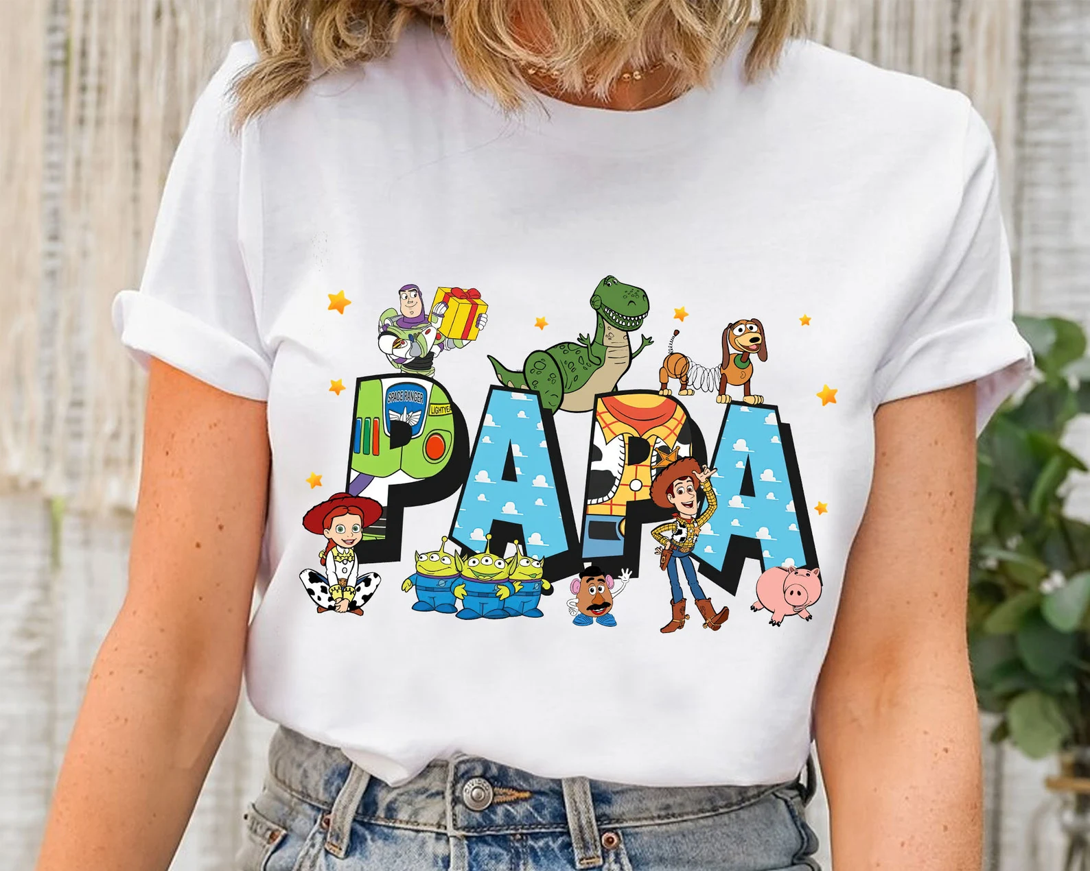 Toy Story Movie Characters Papa Happy Father's Day Mother's Day Tshirt Women