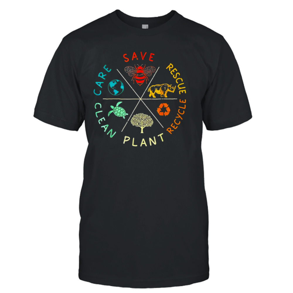Save bees rescue animals recycle plastic earth day shirt