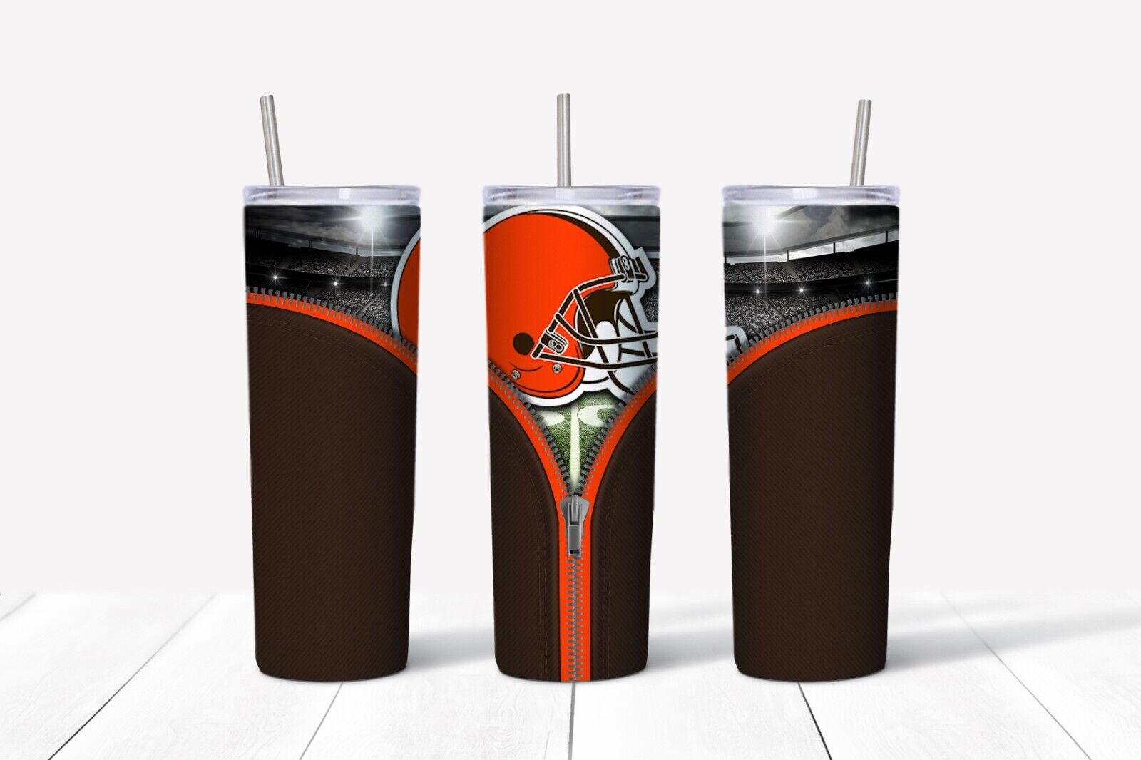 Tumbler Skinny 20oz - With Lid - Zipper Cleveland Browns - Nfl