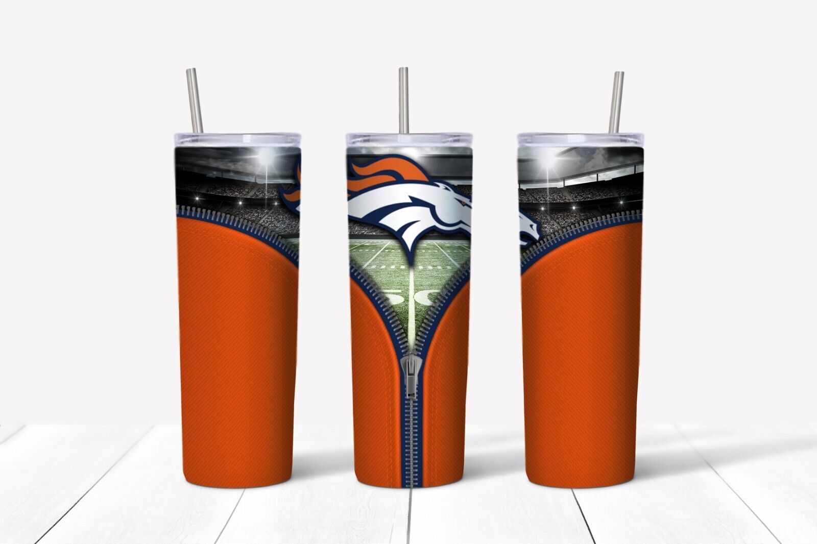 Tumbler Skinny 20oz With Lid - Zipper Denver Broncos - Nfl