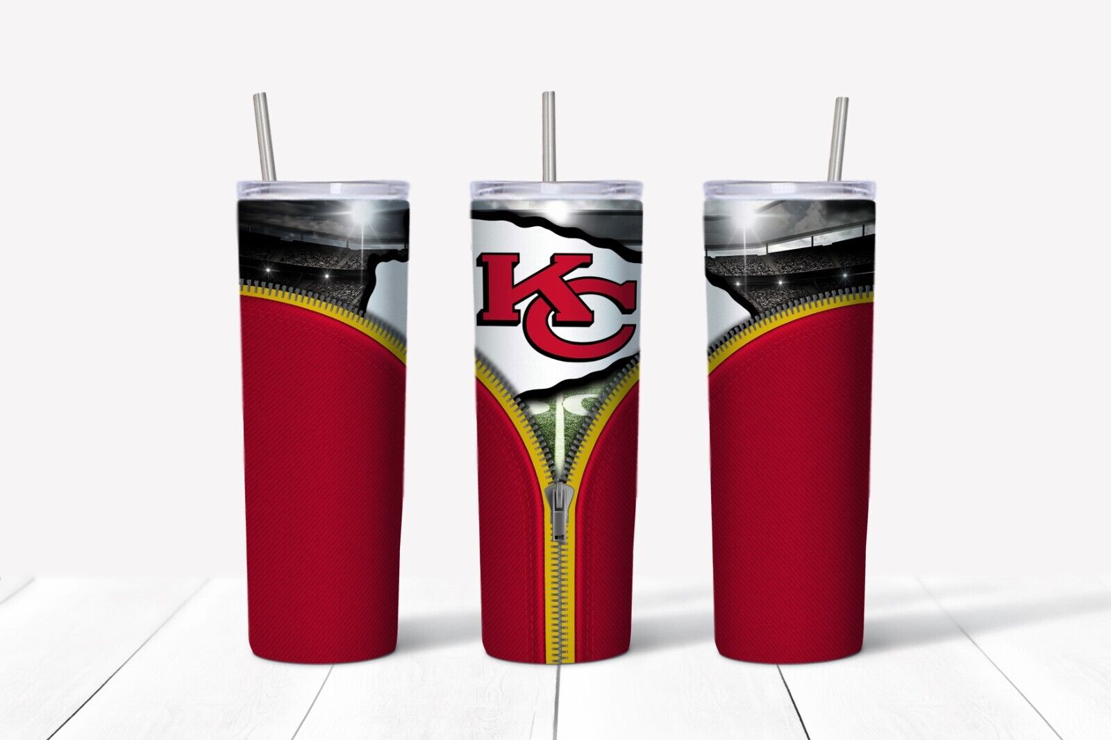 Tumbler Skinny 20oz With Lid - Zipper Kansas City Chiefs - Nfl