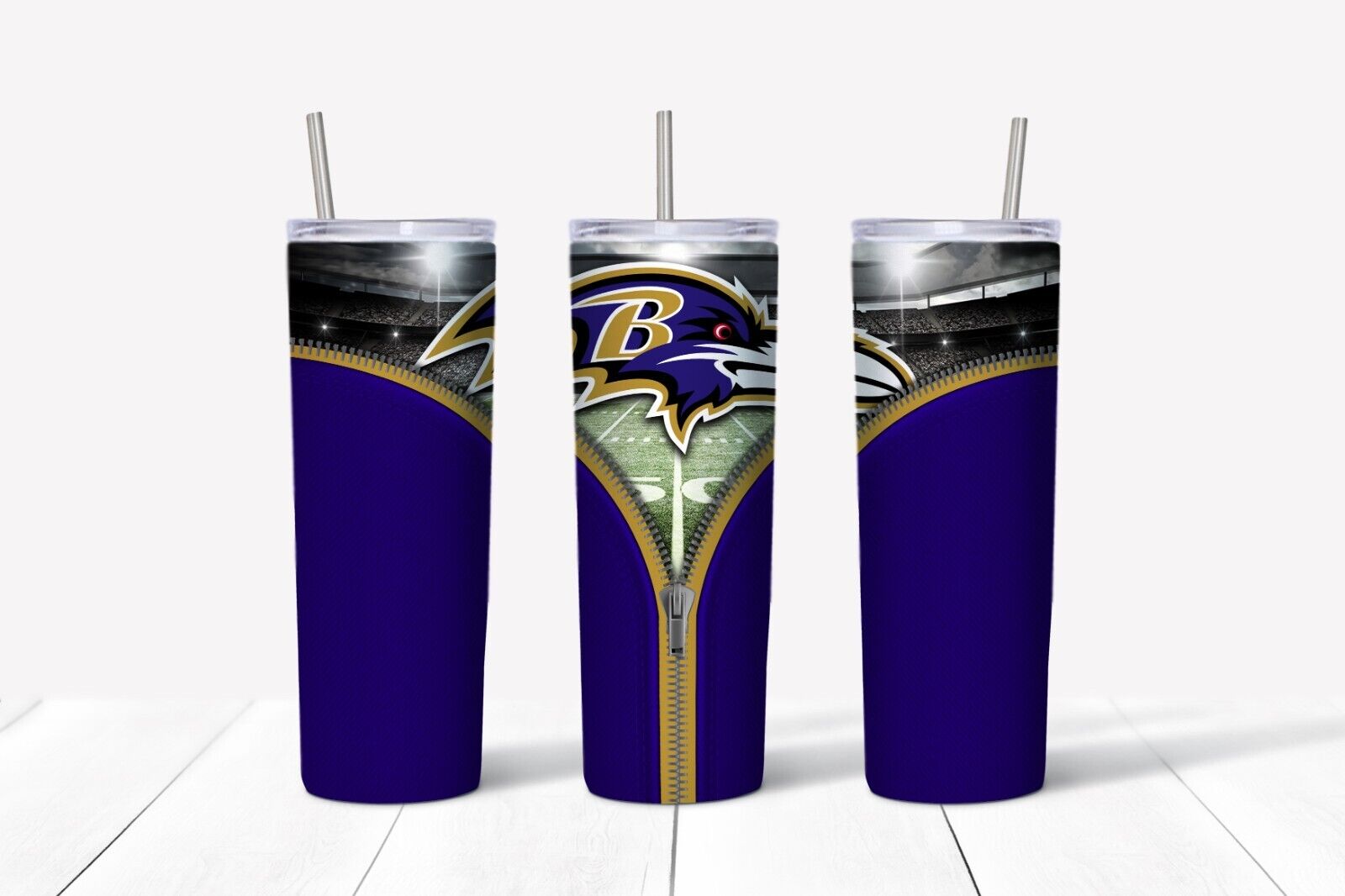 Tumbler Skinny 20oz With Lid -zipper Baltimore Ravens - Nfl