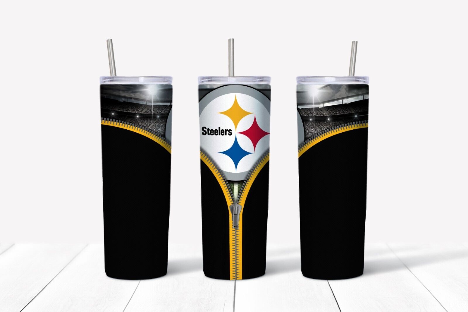 Tumbler Skinny 20oz With Lid -zipper Pittsburgh Steelers - Nfl