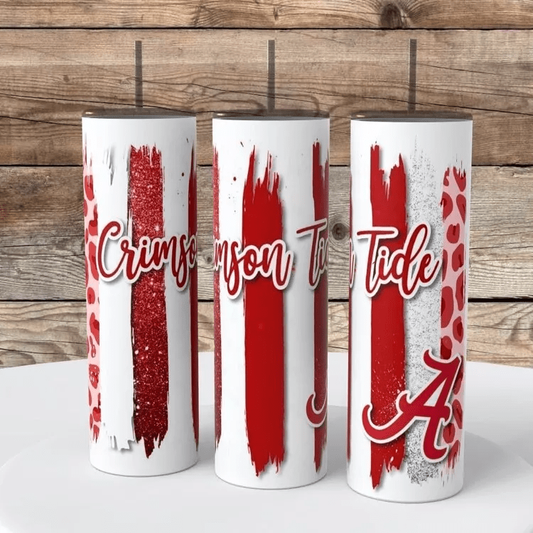 Alabama Crimson Tide Brush Strokes Tumbler 20 Ounce Insulated Coffee Cup